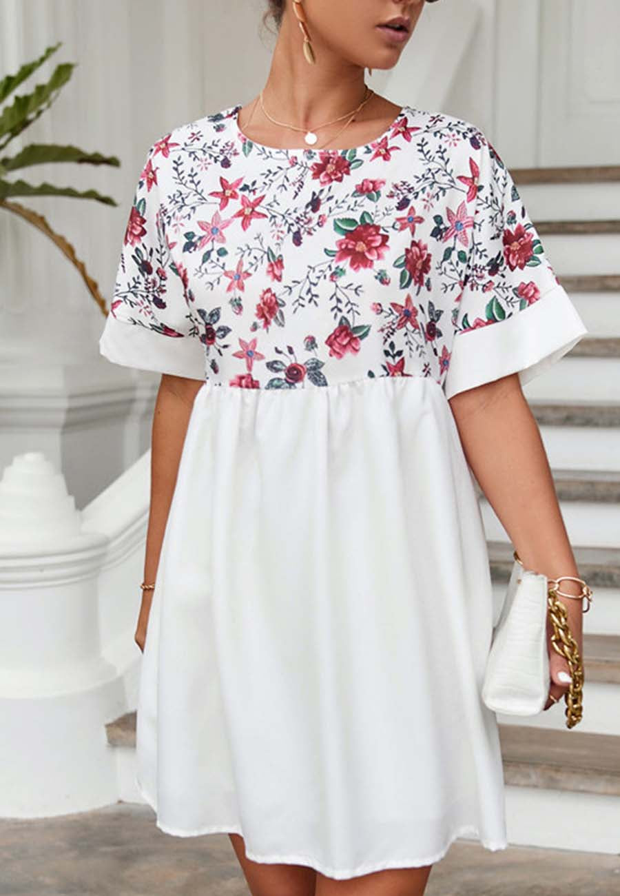 Vestido con estampado floral en dos tonos