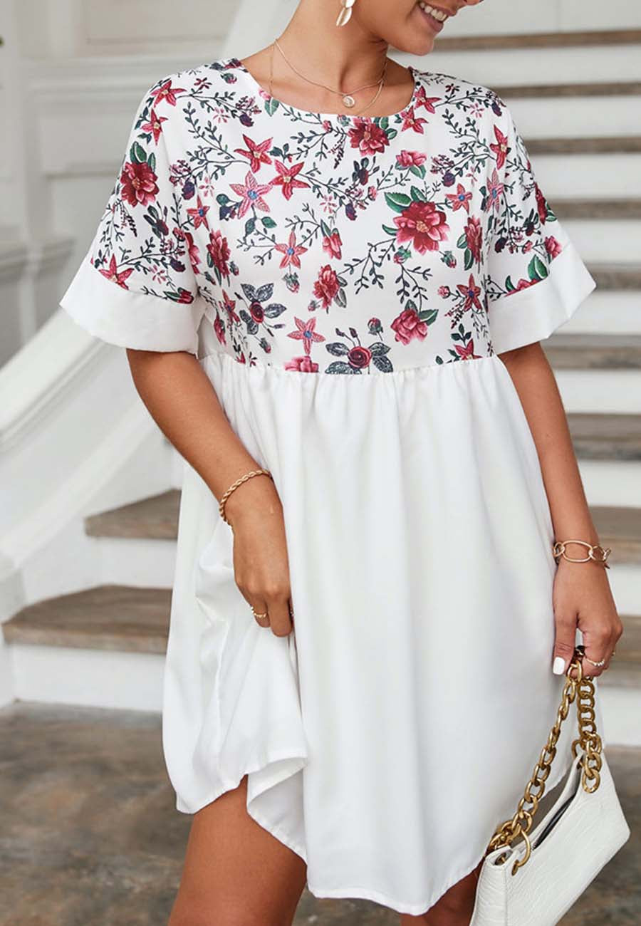Vestido con estampado floral en dos tonos