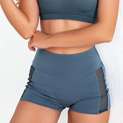 Mesh Stitching High Waisted Shorts