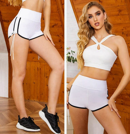 Pantalones cortos de cintura alta con cordones ajustables