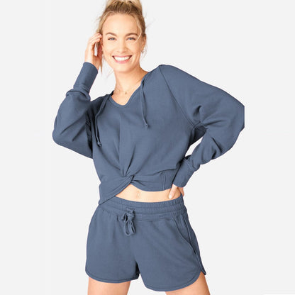 Knot Twist Front Cropped Hoodie