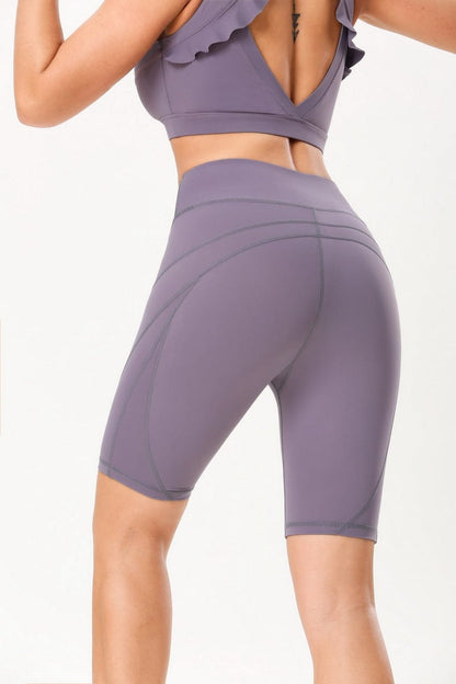 Pantalones cortos de ciclista de cintura alta con costuras elevadas
