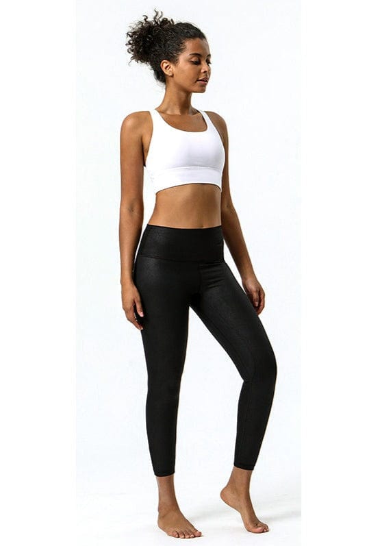 Leggings de tiro alto 7/8 brillantes y relucientes