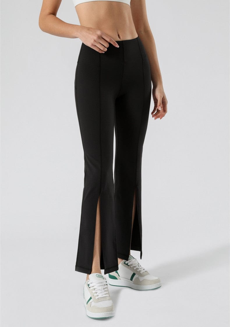 Mid Waist Flare Pants with Center Front Slits