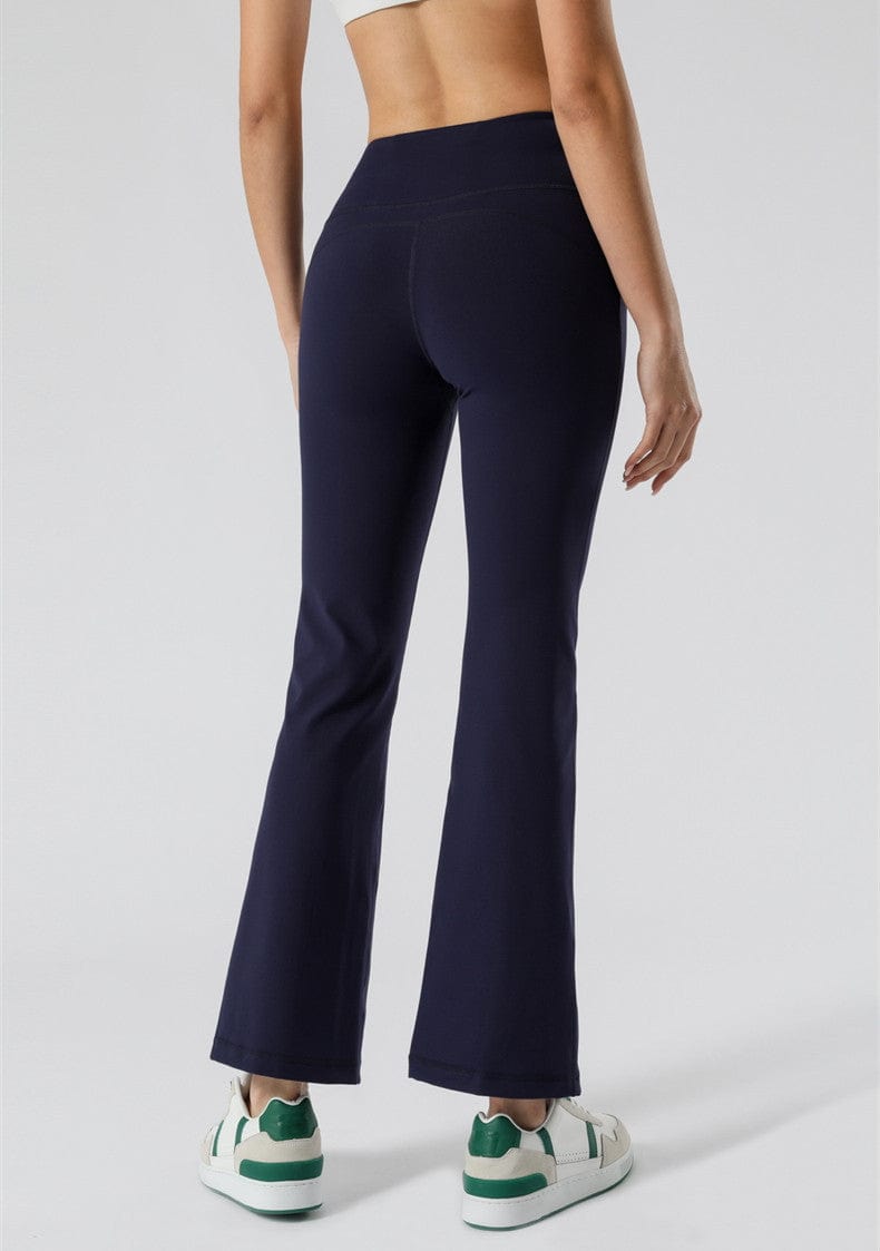 Pantalones acampanados de cintura media con aberturas en el centro delantero
