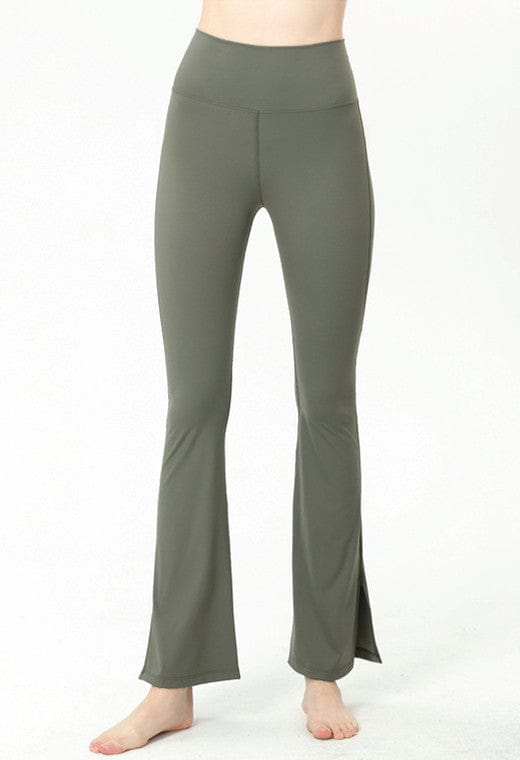 Slim High Rise Flared Yoga Pants with Side Slit