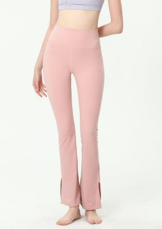 Slim High Rise Flared Yoga Pants with Side Slit