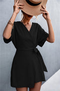 Solid Color Wrap Romper