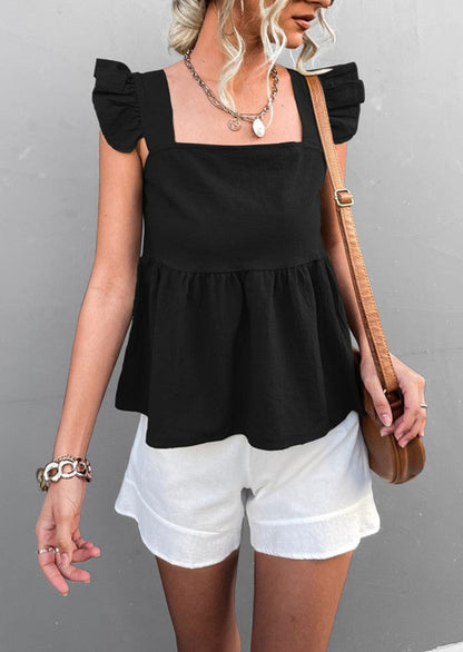 Blusa ligera con peplum y volantes