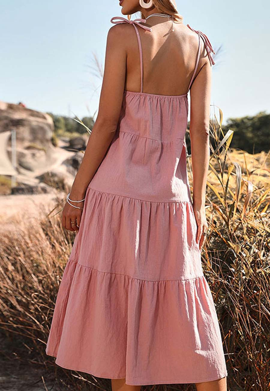 Vestido con hombros descubiertos y lazos