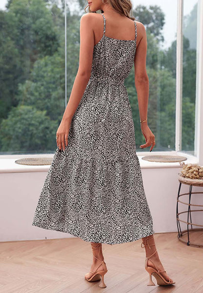Vestido de verano con escote en V y estampado de leopardo