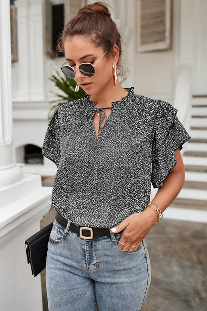 Ruffle Tiered Sleeve Blouse