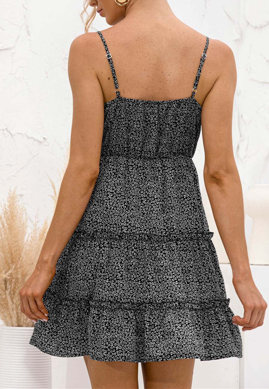 Vestido de cuello cruzado con estampado floral 