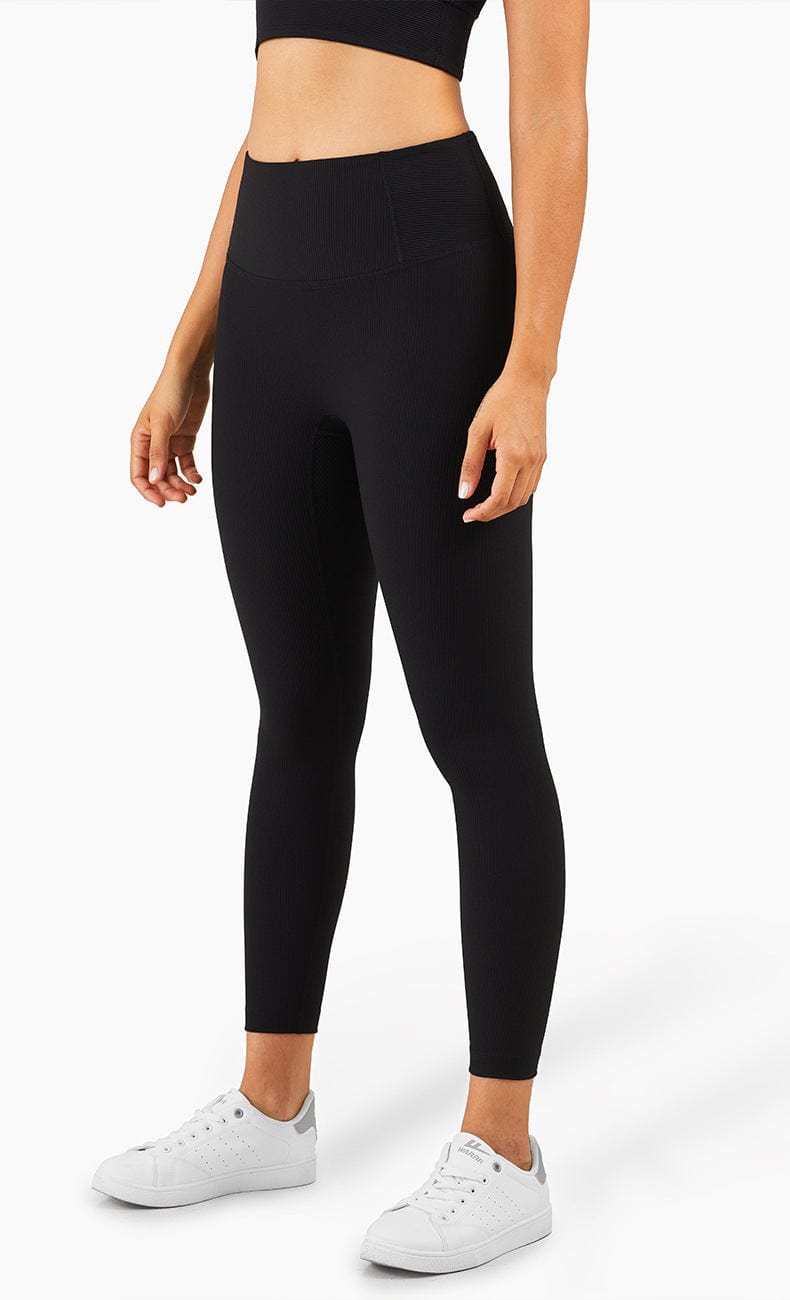 Leggings de cintura media con canalé 