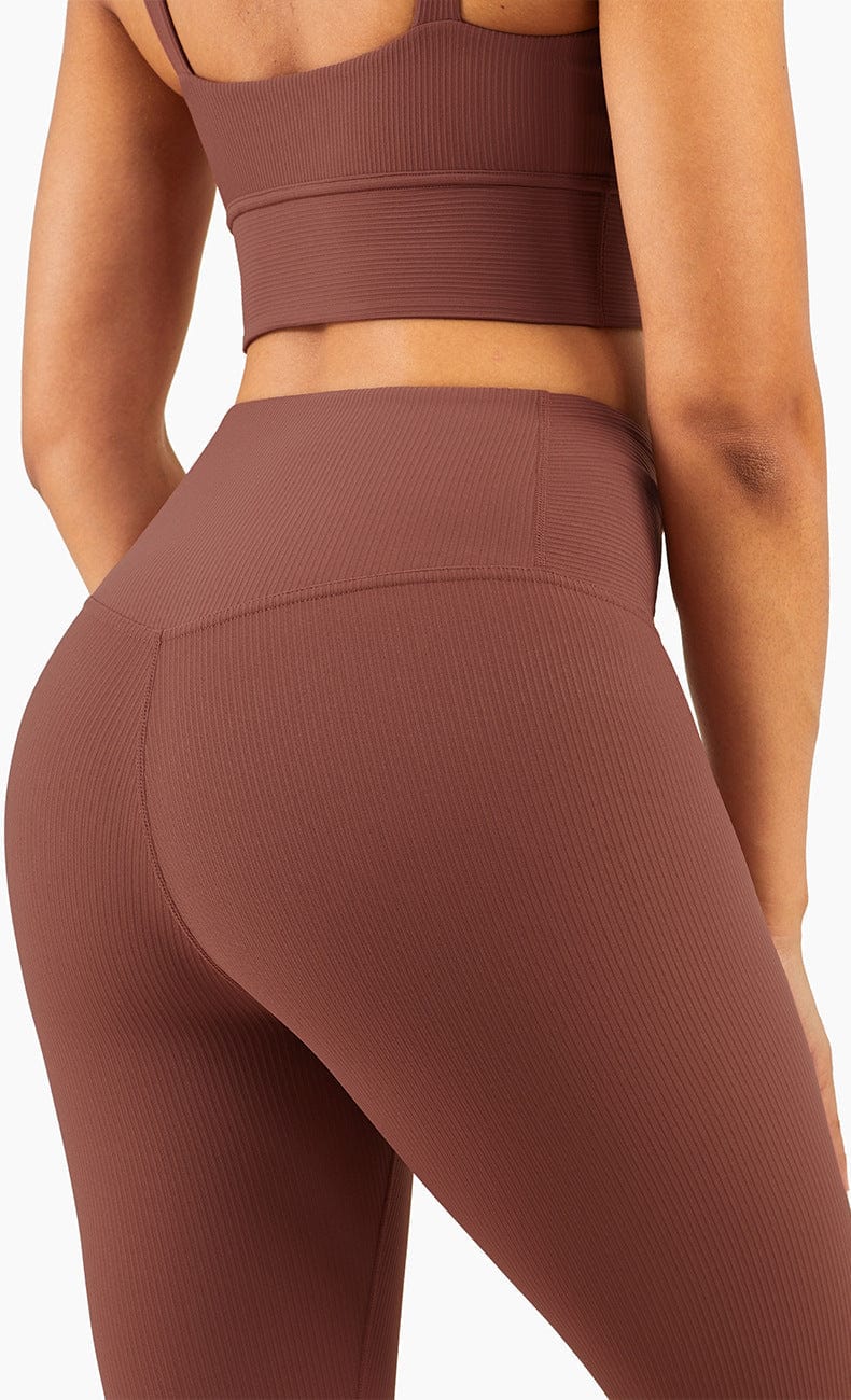 Leggings de cintura media con canalé 