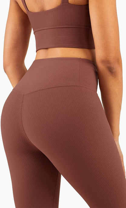 Leggings de cintura media con canalé 