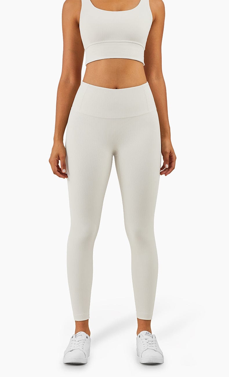 Leggings de cintura media con canalé 