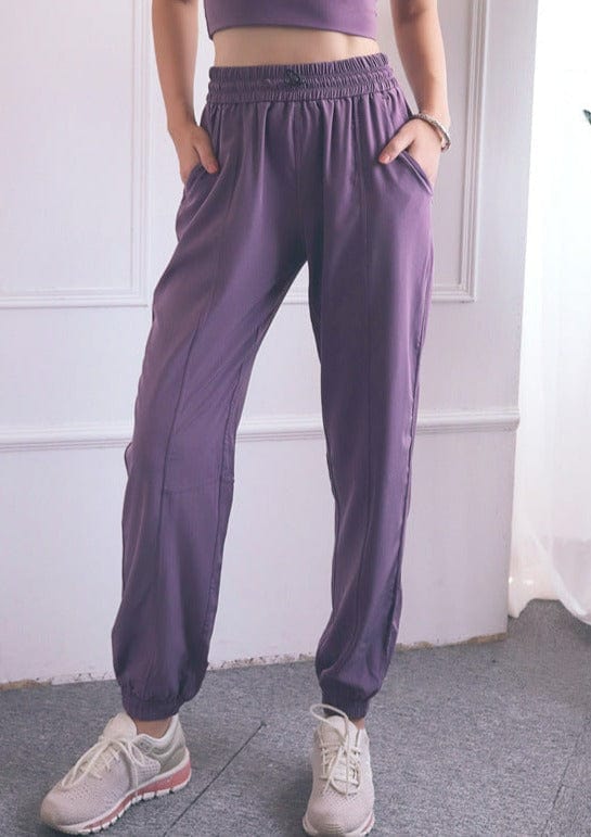 Pantalones de jogging fruncidos con cordón y costuras contorneadas de talle alto