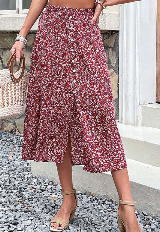 Ditsy Floral Button Down Skirt