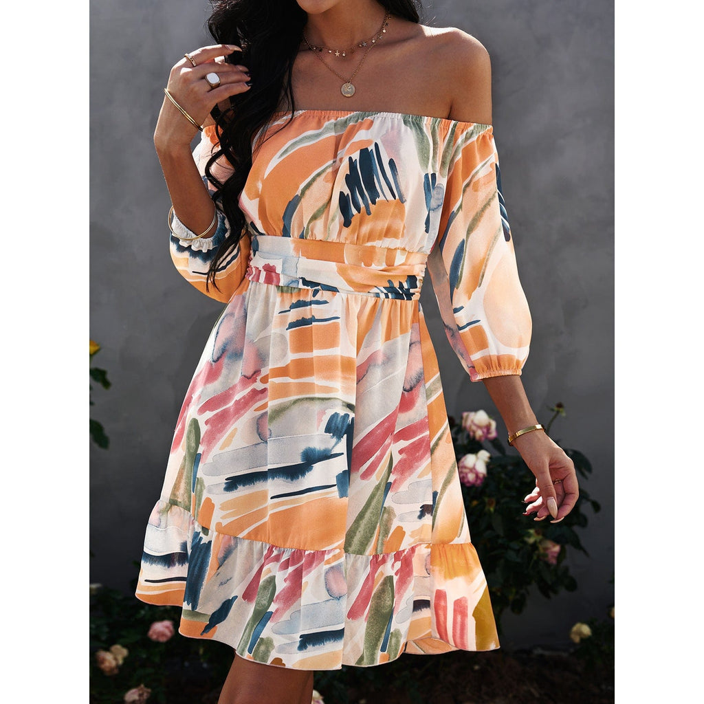 Abstract Print Tie Back Dress
