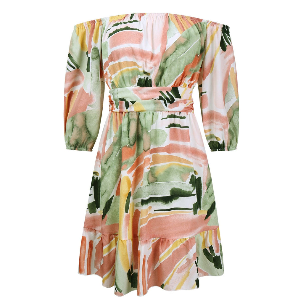 Abstract Print Tie Back Dress