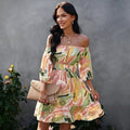 Abstract Print Tie Back Dress