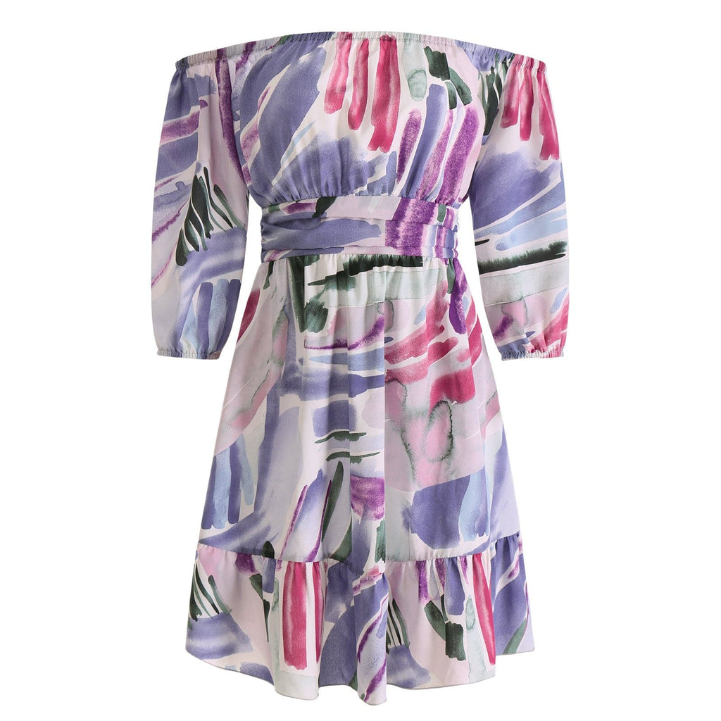 Abstract Print Tie Back Dress