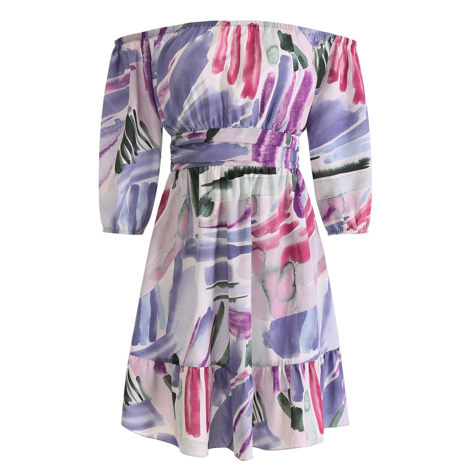 Abstract Print Tie Back Dress