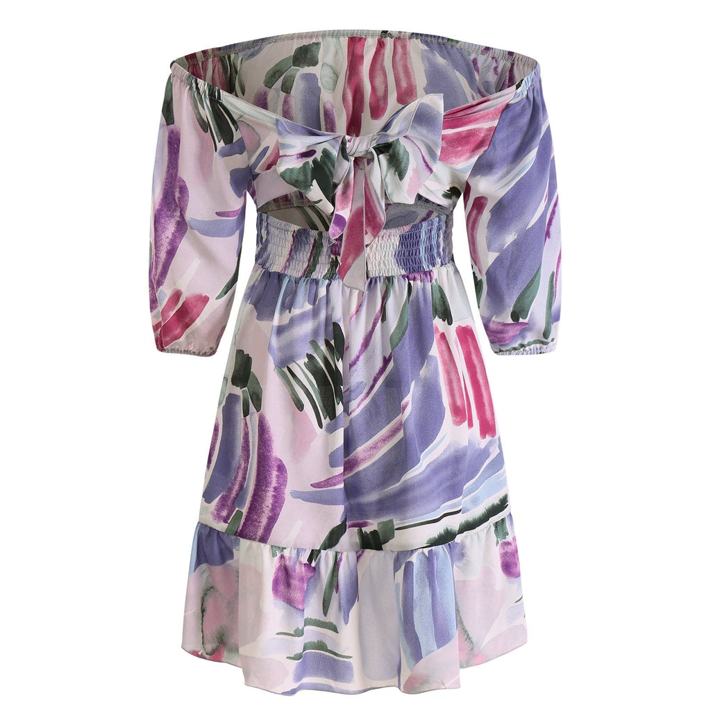 Abstract Print Tie Back Dress