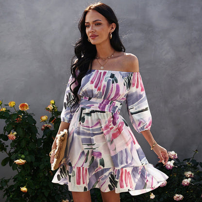 Abstract Print Tie Back Dress