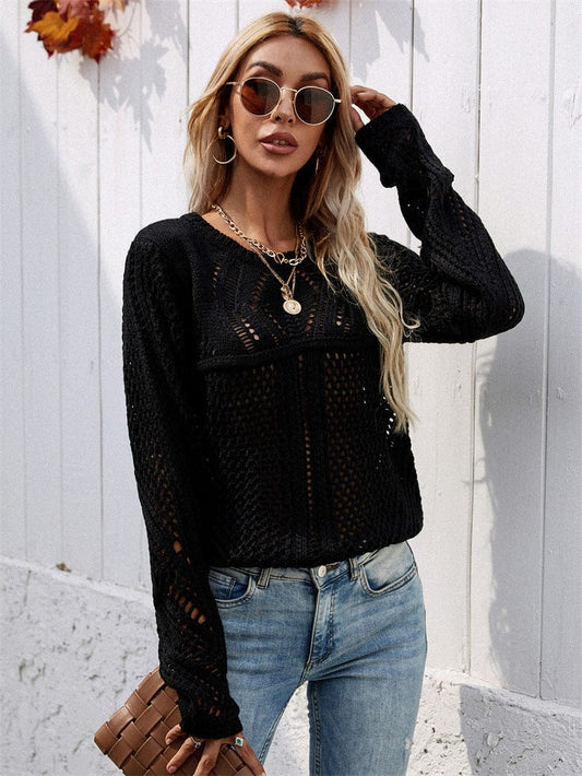 Suéter de punto de crochet de malla