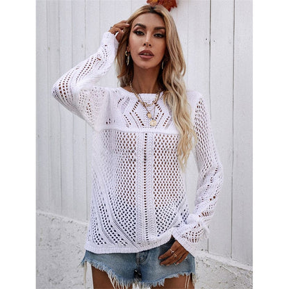 Suéter de punto de crochet de malla