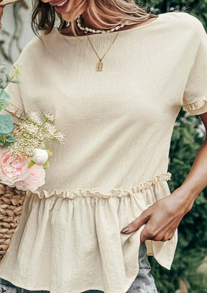 Blusa peplum con volantes texturizados