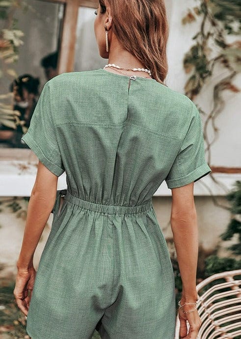 Cuffed Sleeve Skirt Overlay Romper