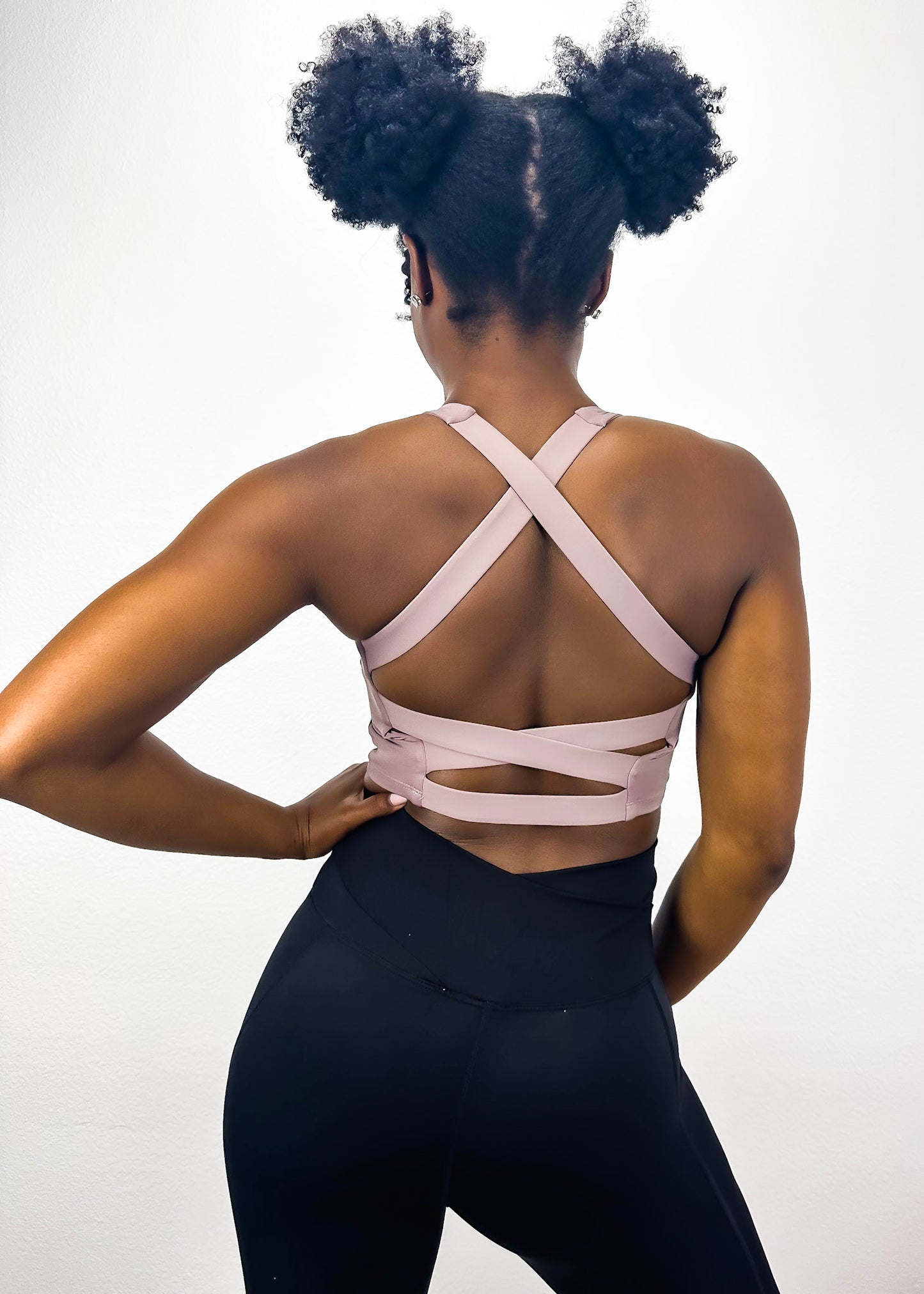 Leggings de cintura alta con diseño cruzado de dos tonos