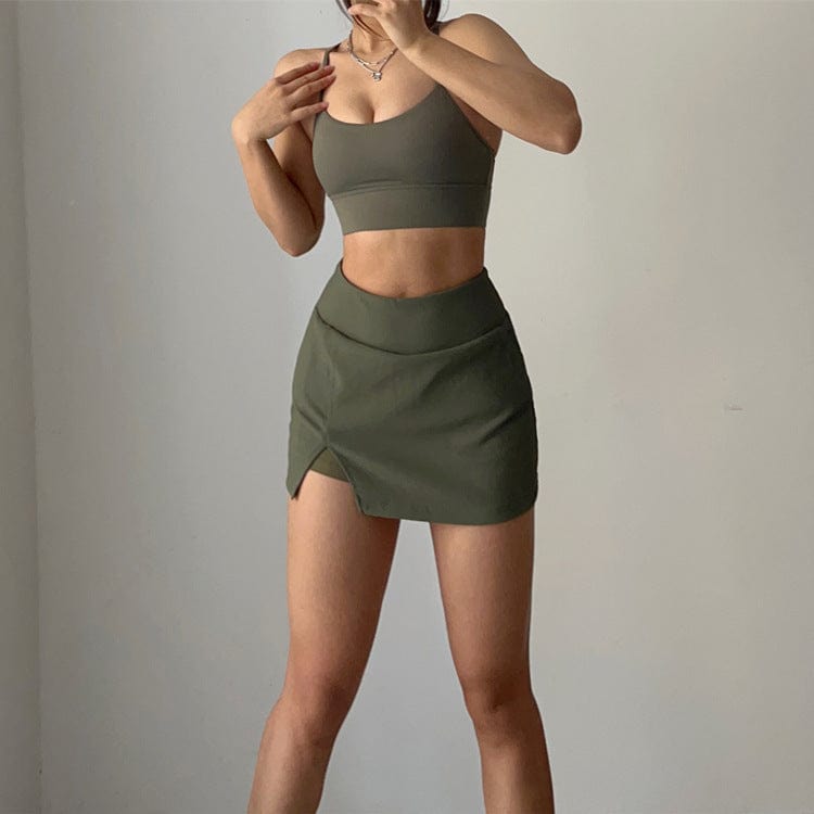 Falda pantalón de tenis mini de canalé con abertura lateral