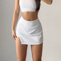 Falda pantalón de tenis mini de canalé con abertura lateral