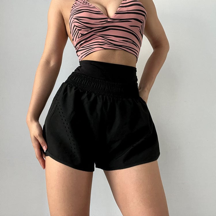 Pantalones cortos deportivos con cintura alta y forro