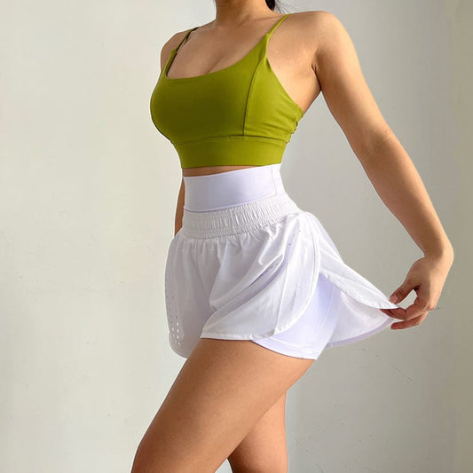 Pantalones cortos deportivos con cintura alta y forro