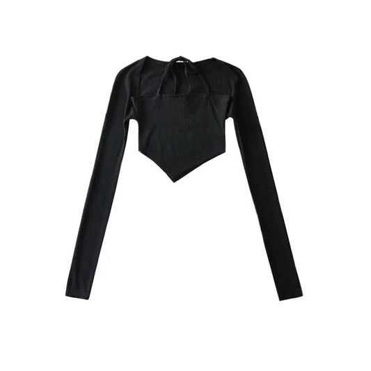 Tie Neck Asymmetrical Hem Top