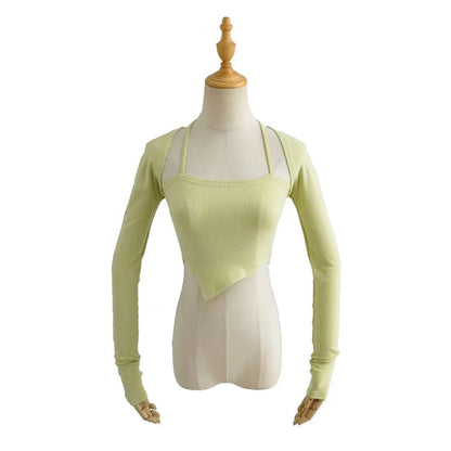 Tie Neck Asymmetrical Hem Top