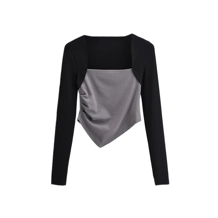Two Tone Asymmetrical Hem Top