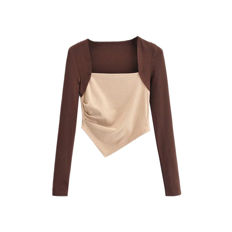 Two Tone Asymmetrical Hem Top