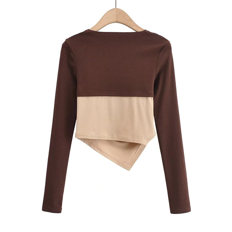 Two Tone Asymmetrical Hem Top