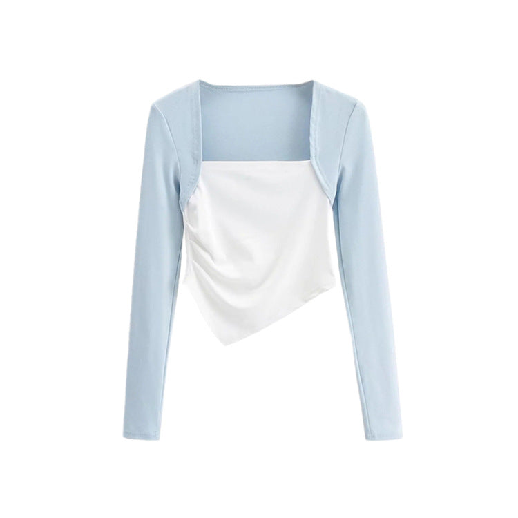 Two Tone Asymmetrical Hem Top