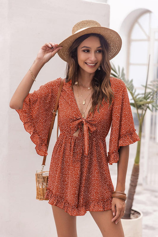 Bell Sleeve Ruffle Romper