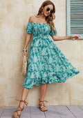 Shirred Paisley Print Dress