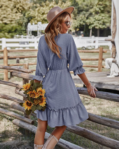 Crochet Lace Clip Dot Neck Dress