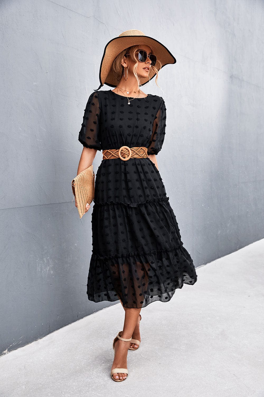 Clip Dot Tiered Dress