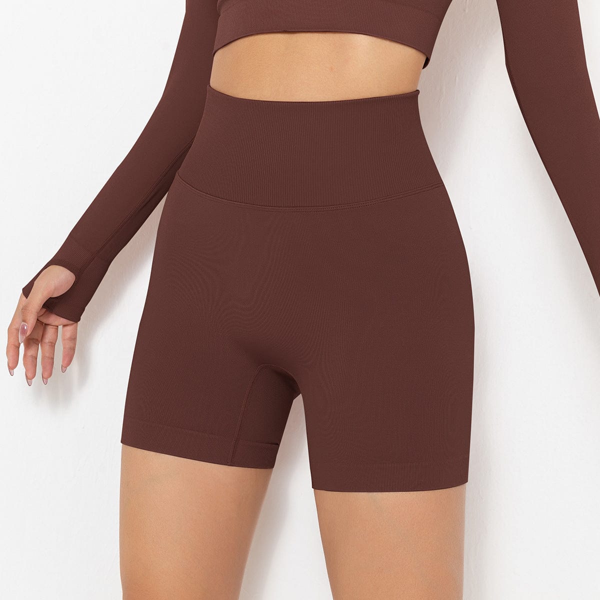 Pantalones cortos de ciclista moldeadores de tiro alto y canalé